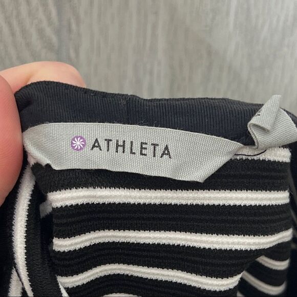 Athleta | Black / White Stripe Mala Scoop Back Sleeveless Dress Size Small - Picture 5 of 7